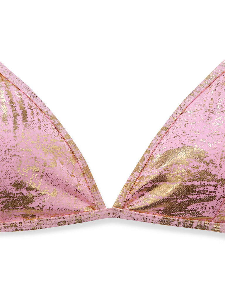 Pink-1980s-Metallic-Ring-Triangle-Halter-Bikini-Set, vintage, retro, swimwear