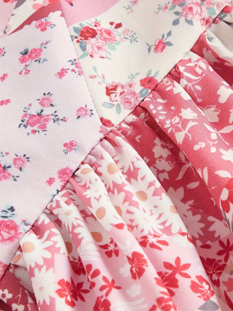 Pink 1980s Spaghetti Strap Ditsy Floral Tiered Dress — the kind of 1980s dress that makes strangers smile