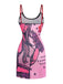 Pink 2000s Slip Lace Trim Cartoon Print Dress - vintage dress, retro fashion