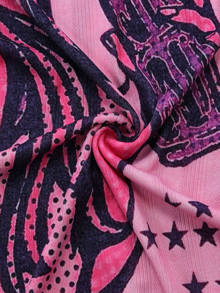 Pink 2000s Slip Lace Trim Cartoon Print Dress - vintage dress, retro fashion