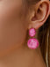 Pink 3D Gemstone Alloy Earrings - vintage fashion, retro style