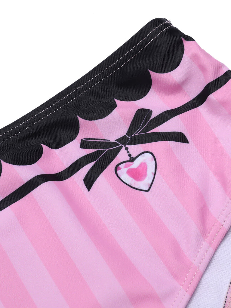 Pink & Black 1950s Stripe Halter Swimsuit, vintage swimsuit, pin-up swimwear - perfect for women who love vintage and retro fashion