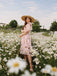 Pink Flowers And Birds Bowknot V-Neck Dress — vintage elegance for the modern woman