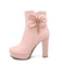 Pink Leather Bow High Heel Ankle Boots — vintage style that transcends decades
