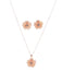 Pink Pendant Crystal Flower Necklace & Earrings Set - vintage fashion, retro style