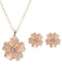 Pink Pendant Crystal Flower Necklace & Earrings Set - vintage fashion, retro style