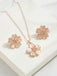 Pink Pendant Crystal Flower Necklace & Earrings Set - vintage fashion, retro style