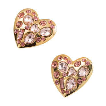 Pink Rhinestone Alloy Heart Shape Earrings