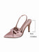 Pink Satin Slingback Pointed Toe High Heels - vintage shoes, retro heels