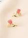 Pink Tulip Flower Pearl Stud Earrings - vintage fashion, retro style