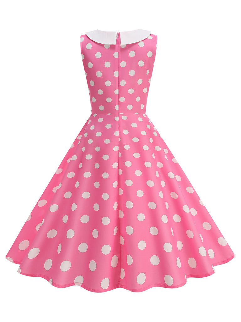 1950s Polka Dot Peter Pan Collar Sleeveless Dress