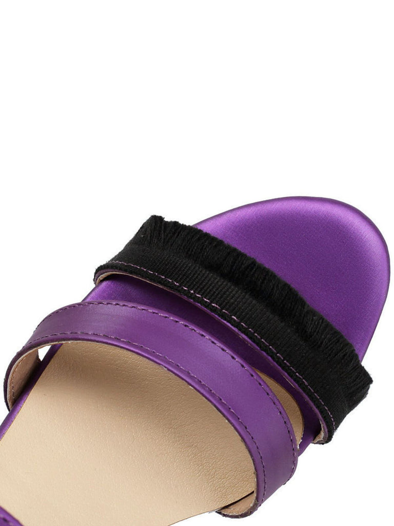 Purple Platform Open Toe Ankle Strap Block Heel Sandals, vintage fashion, retro style, classic design, women, elegant