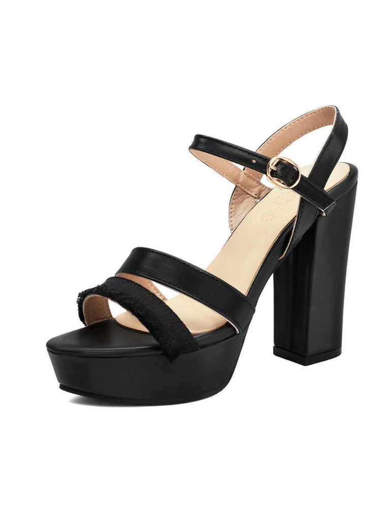 Purple Platform Open Toe Ankle Strap Block Heel Sandals, vintage fashion, retro style, classic design, women, elegant