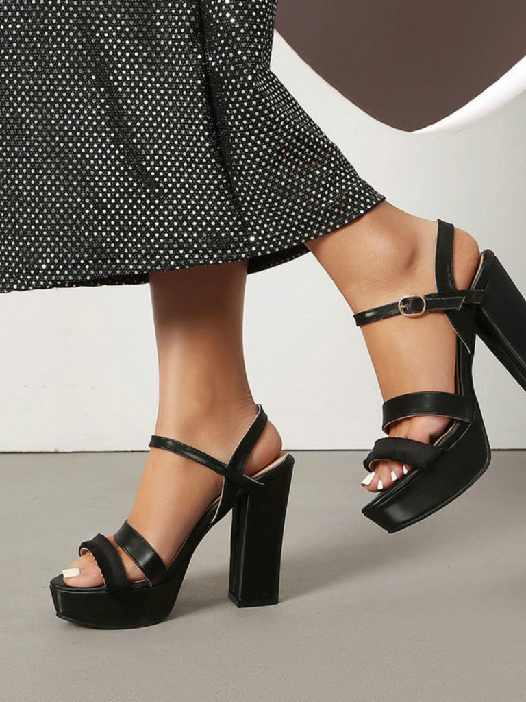 Purple Platform Open Toe Ankle Strap Block Heel Sandals, vintage fashion, retro style, classic design, women, elegant