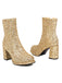 Point Toe Sequined Chunky Heel Ankle Boots — vintage style that transcends decades