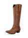 Pointed Embroidered Cowboy Knee-High Boots — vinta