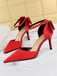 Pointed Toe Bow Strap Satin High Heels Shoes — vintage vintage charm for her modern wardrobe