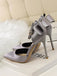 She finds her vintage story in this Pointed Toe Bow Strap Satin High Heels Shoes