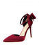 She finds her vintage story in this Pointed Toe Bow Strap Satin High Heels Shoes