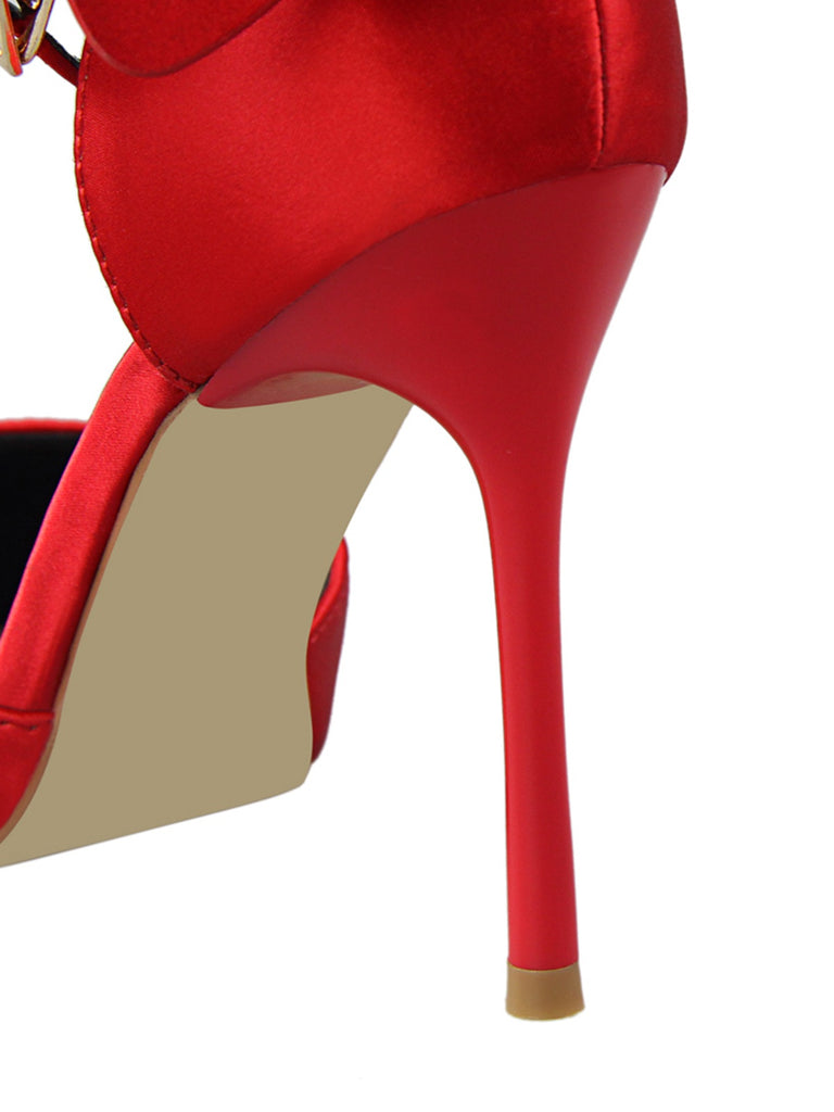 This Pointed Toe Bow Strap Satin High Heels Shoes whispers vintage secrets to those who notice