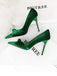 She finds her vintage story in this Pointed Toe Velvet Stiletto Heels Shoes
