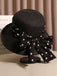 Polka Dot Ribbon Bow Tie Straw Hat - vintage fashion, retro style