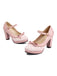 She finds her vintage story in this Polka Dot Round Toe Chunky Heels