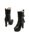Pu Leather Round Toe Wedge Heel Mid-Calf Boots - vintage shoes, retro heels