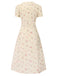 She slips into this Pure Cotton 1940s Puff Sleeves Floral Dress and suddenly it's a 1940s daydream