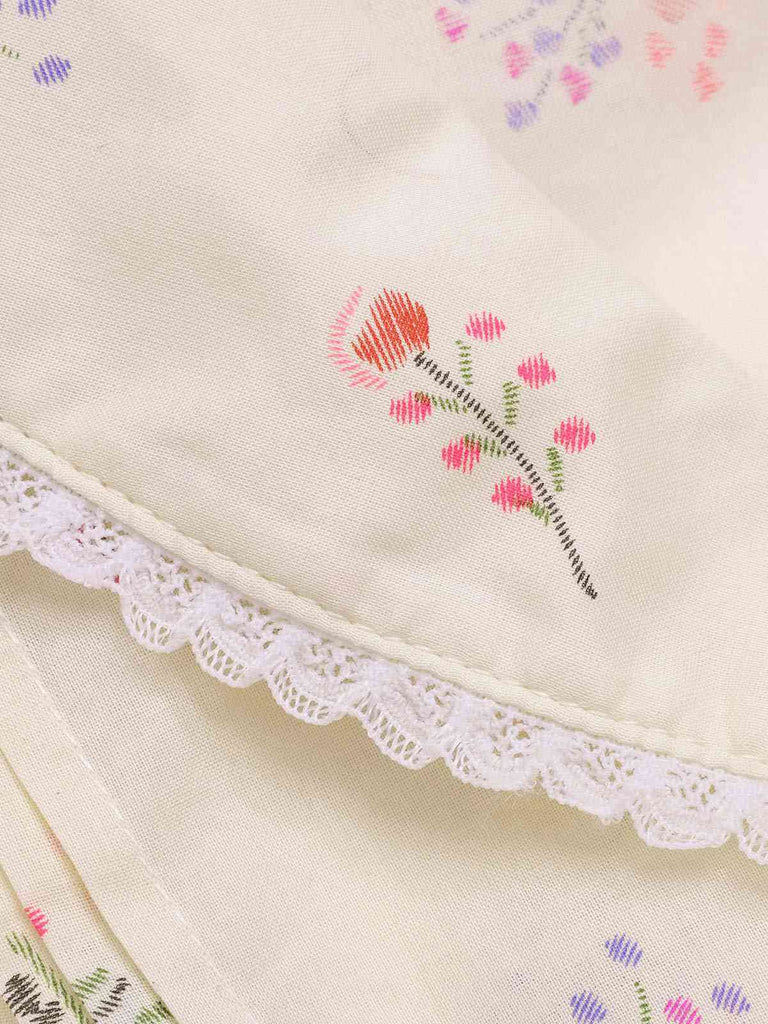 Pure Cotton 1940s Puff Sleeves Floral Dress: where 1940s romance meets her modern spirit