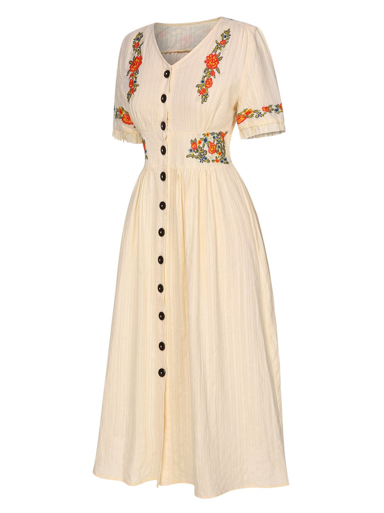 Pure Cotton 1940s VNeck Floral | 1940s | vintage dress, retro fashion