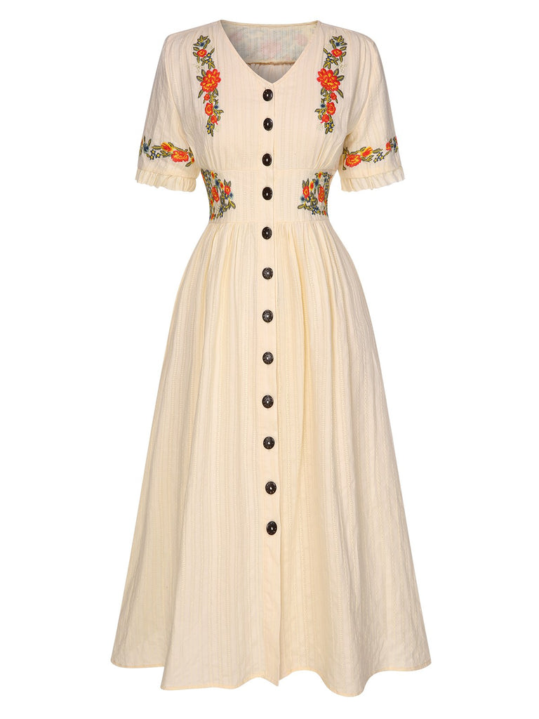 Pure Cotton 1940s VNeck Floral | 1940s | vintage dress, retro fashion