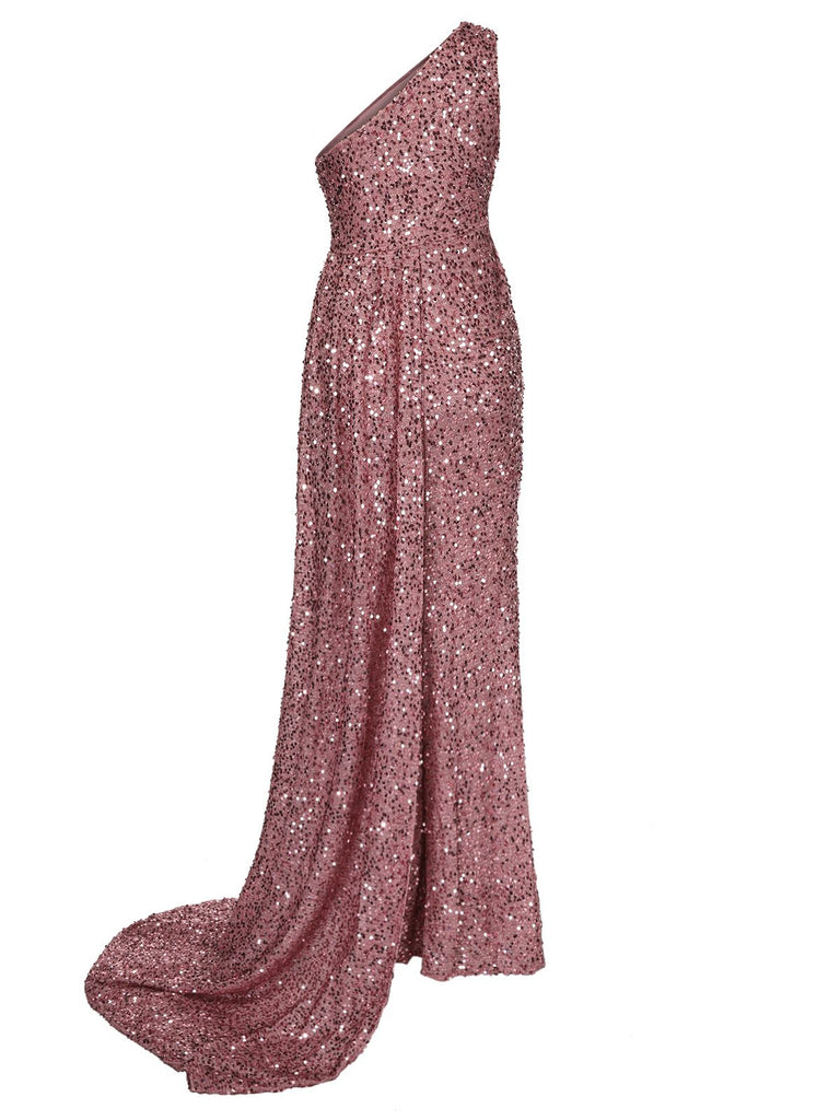 Purple 1920s One-Shoulder Sequined Maxi Dress, vintage dress, retro fashion, Gatsby party, flapper style - perfect for women who love vintage and retro fashion