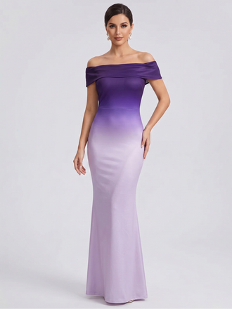 Purple 1930s Ombre Off-Shoulder Backless Maxi Dress, vintage dress, retro fashion - perfect for women who love vintage and retro fashion