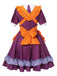 Purple 1950s Oktoberfest Bow Ruffled Hem Dress: where 1950s romance meets her modern spirit