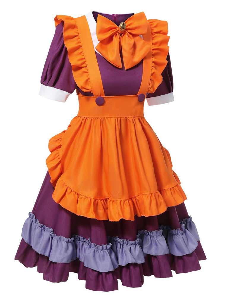 This Purple 1950s Oktoberfest Bow Ruffled Hem Dress wraps her in 1950s elegance, one twirl at a time