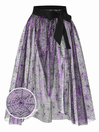 Purple 1950s Spiderweb Mesh Skirted Cover-Up, vintage skirt, retro style - perfect for women who love vintage and retro fashion