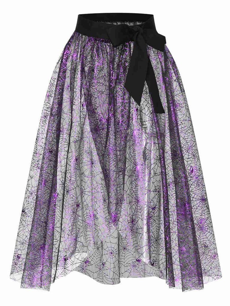 Purple 1950s Spiderweb Mesh Skirted Cover-Up, vintage skirt, retro style - perfect for women who love vintage and retro fashion