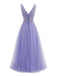 Purple 1950s Tulle V-Neck Embroidered Maxi Dress - vintage dress, retro fashion, rockabilly, pin-up fashion for vintage lovers