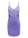 She slips into this Purple 1960s Spaghetti Strap Fringe Dress and suddenly it's a 1960s daydream