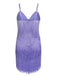 This Purple 1960s Spaghetti Strap Fringe Dress wraps her in 1960s elegance, one twirl at a time