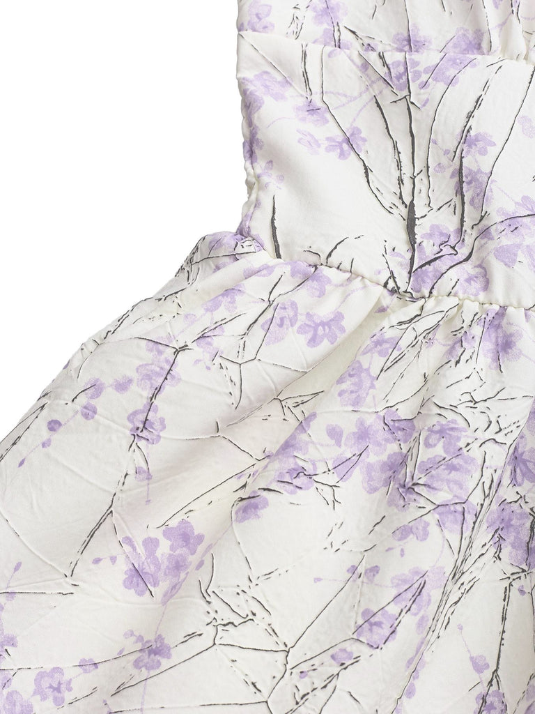 Purple 1970s Floral Print Spaghetti Strap Romper - vintage jumpsuit, retro fashion