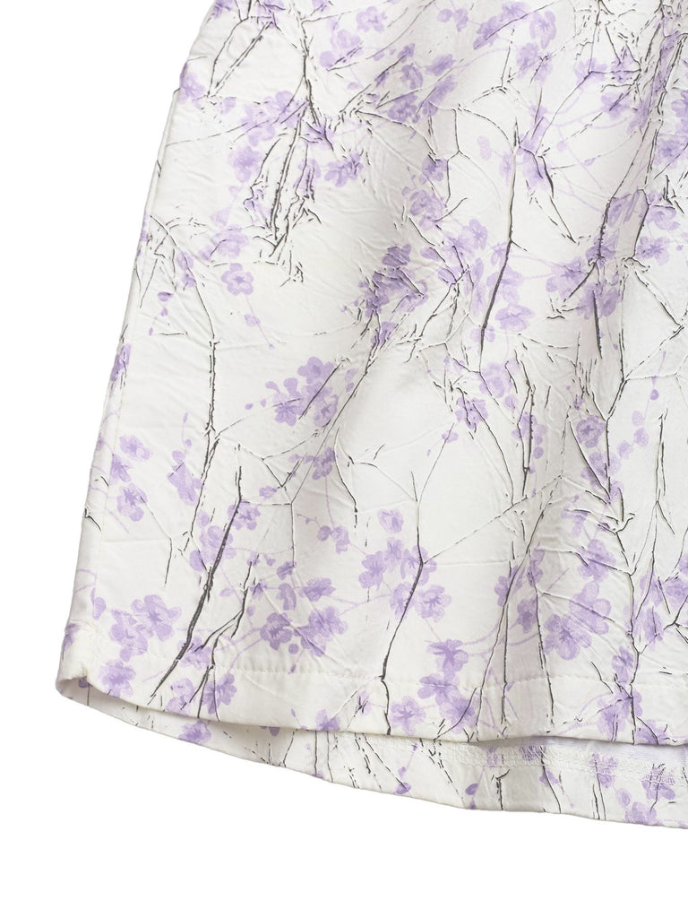 Purple 1970s Floral Print Spaghetti Strap Romper - vintage jumpsuit, retro fashion
