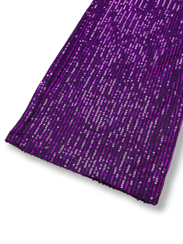 Purple 1970s  Sequin One-Shoulder Jumpsuit - vintage jumpsuit, retro fashion