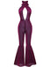 Purple 1970s Sheer Glitter Disco Halter Jumpsuit - vintage jumpsuit, retro fashion