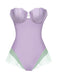 Purple 1970s Shell Mermaid Bandeau One-Piece Swimsuit: 1970s Riviera elegance, reimagined for her