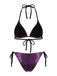 Purple 1980s Halter Metallic Snakeskin Print Bikini Set - vintage swimsuit, pin-up swimwear for vintage lovers