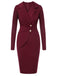 Purplish Red 1940s Solid Long Sleeved Lapel Dress, vintage dress, retro fashion - perfect for women who love vintage and retro fashion