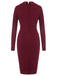 Purplish Red 1940s Solid Long Sleeved Lapel Dress, vintage dress, retro fashion - perfect for women who love vintage and retro fashion