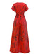 1970s V-Neck Abstract Line Wide-Leg Jumpsuit
